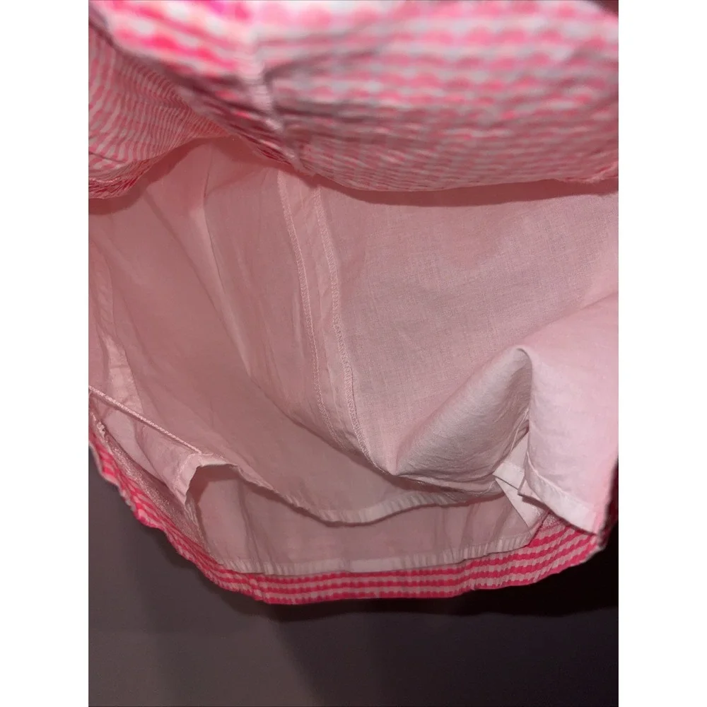 Lilly Pulitzer Pink Gingham Peplum Strapless Dress Green Zipper Size 4 - Picture 7 of 8